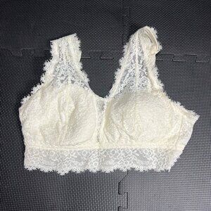 Aerie Lace Bridal Bustier Bra With Adjustable Straps & Hook Closure - Ivory Whit